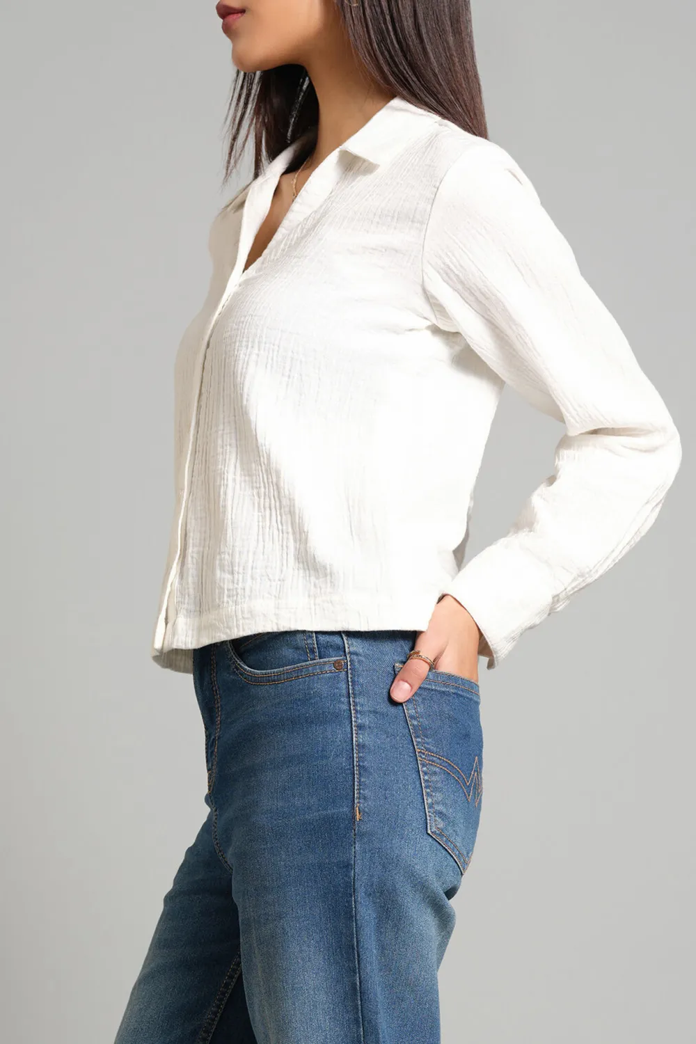 Lapel Casual Style White Shirt