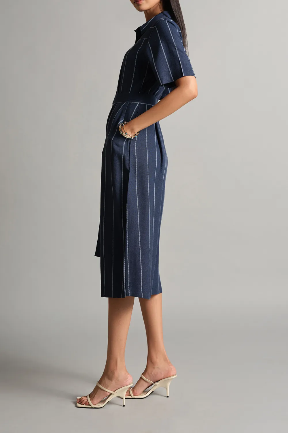 Casual Style blue Striped Dress