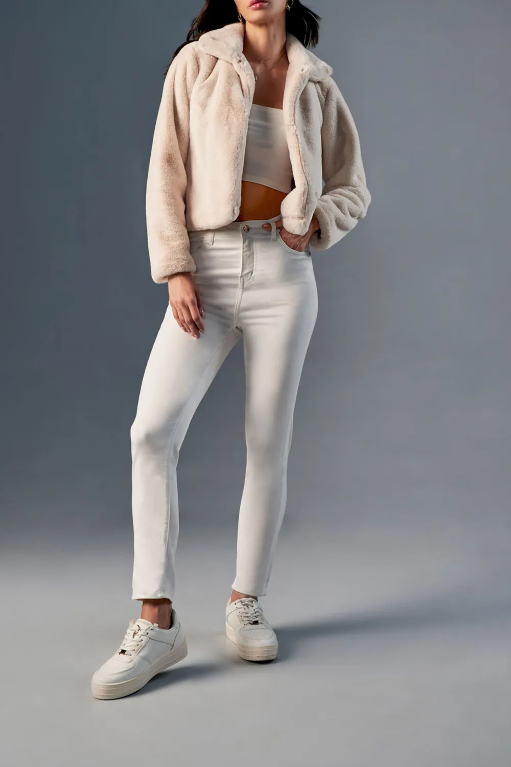 Winter Wear Cream Jacket