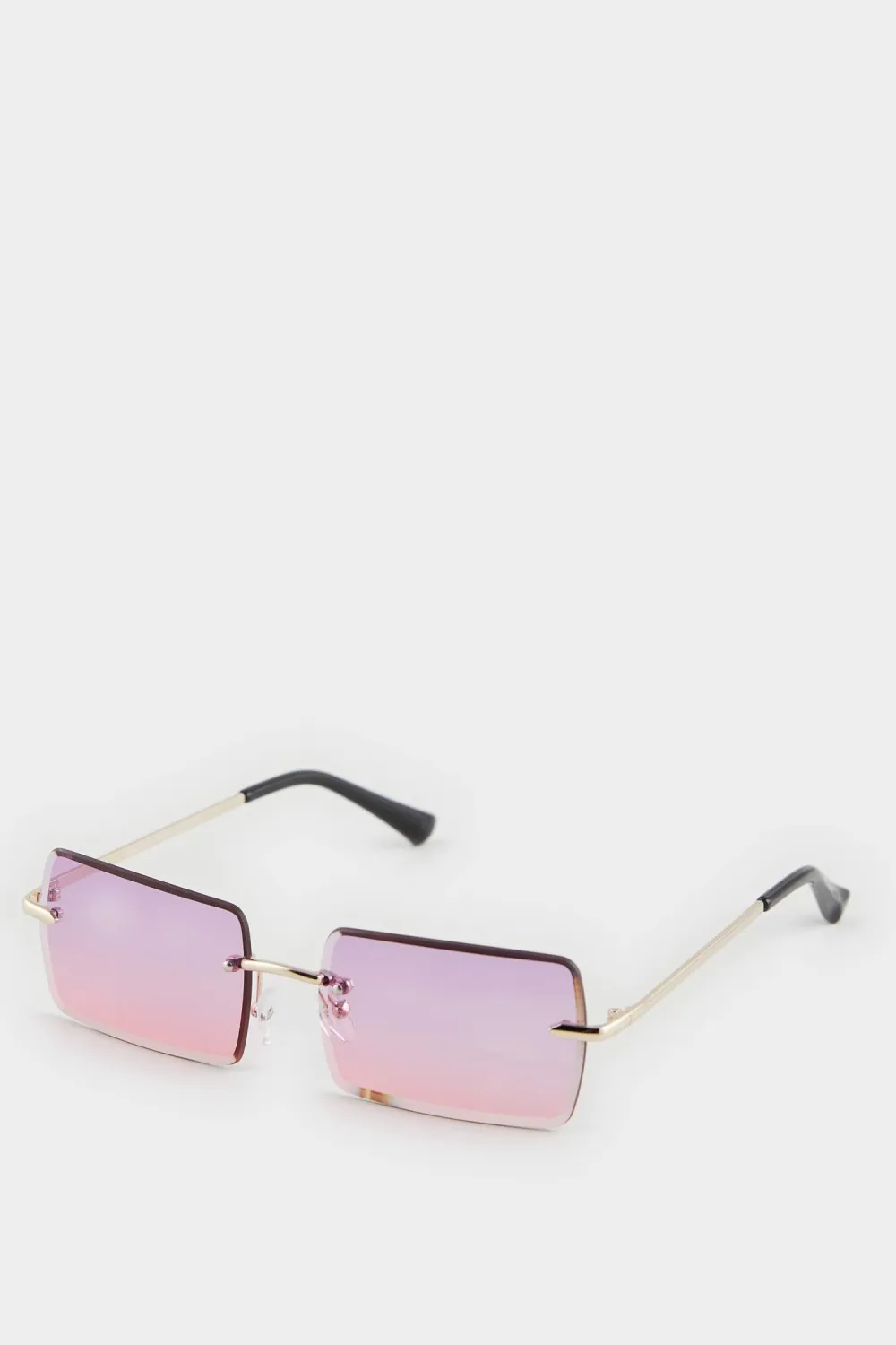 Pink-Lensed Metal Rimless Glasses