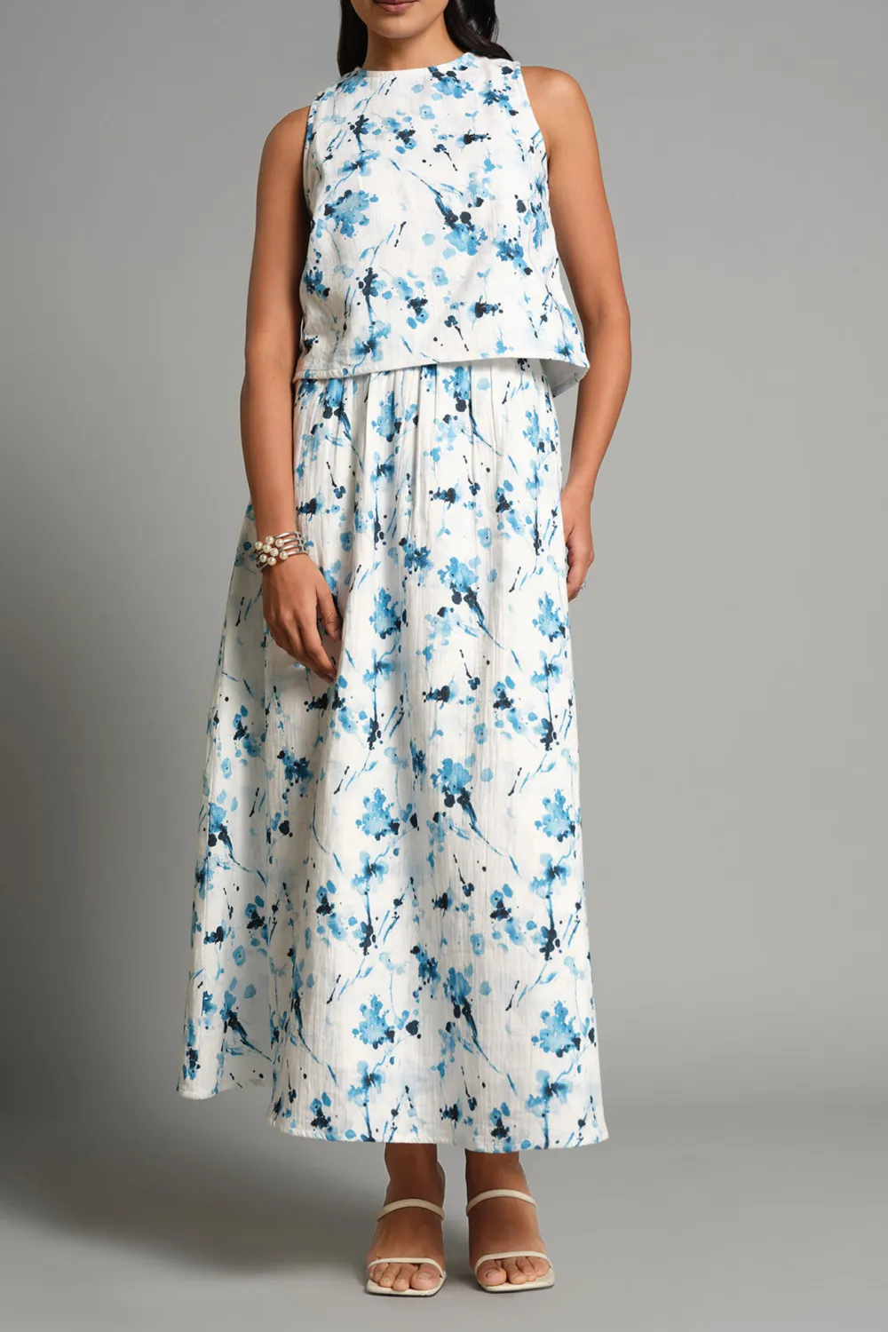 Casual Style Flower Skirt Set