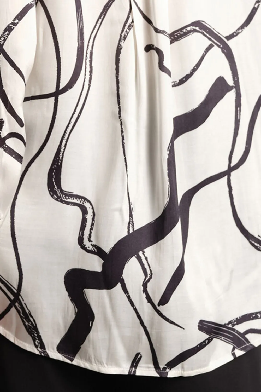 White Abstract Curve Shirt