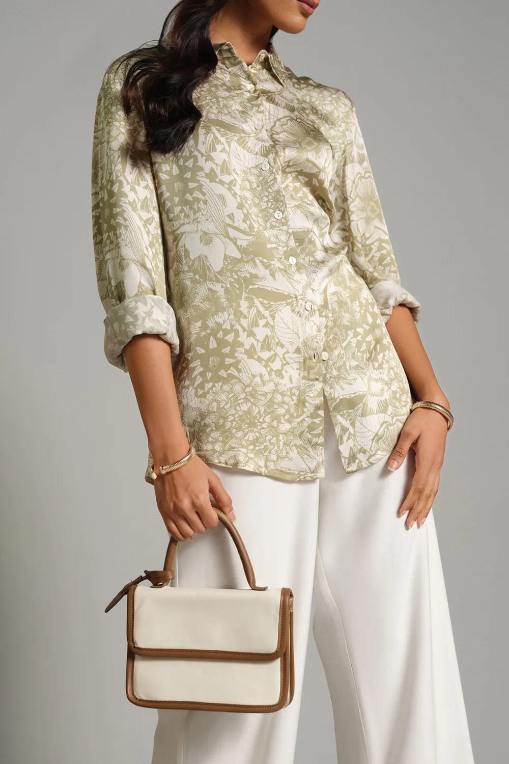 Art Graphic Casual Style Green Shirt