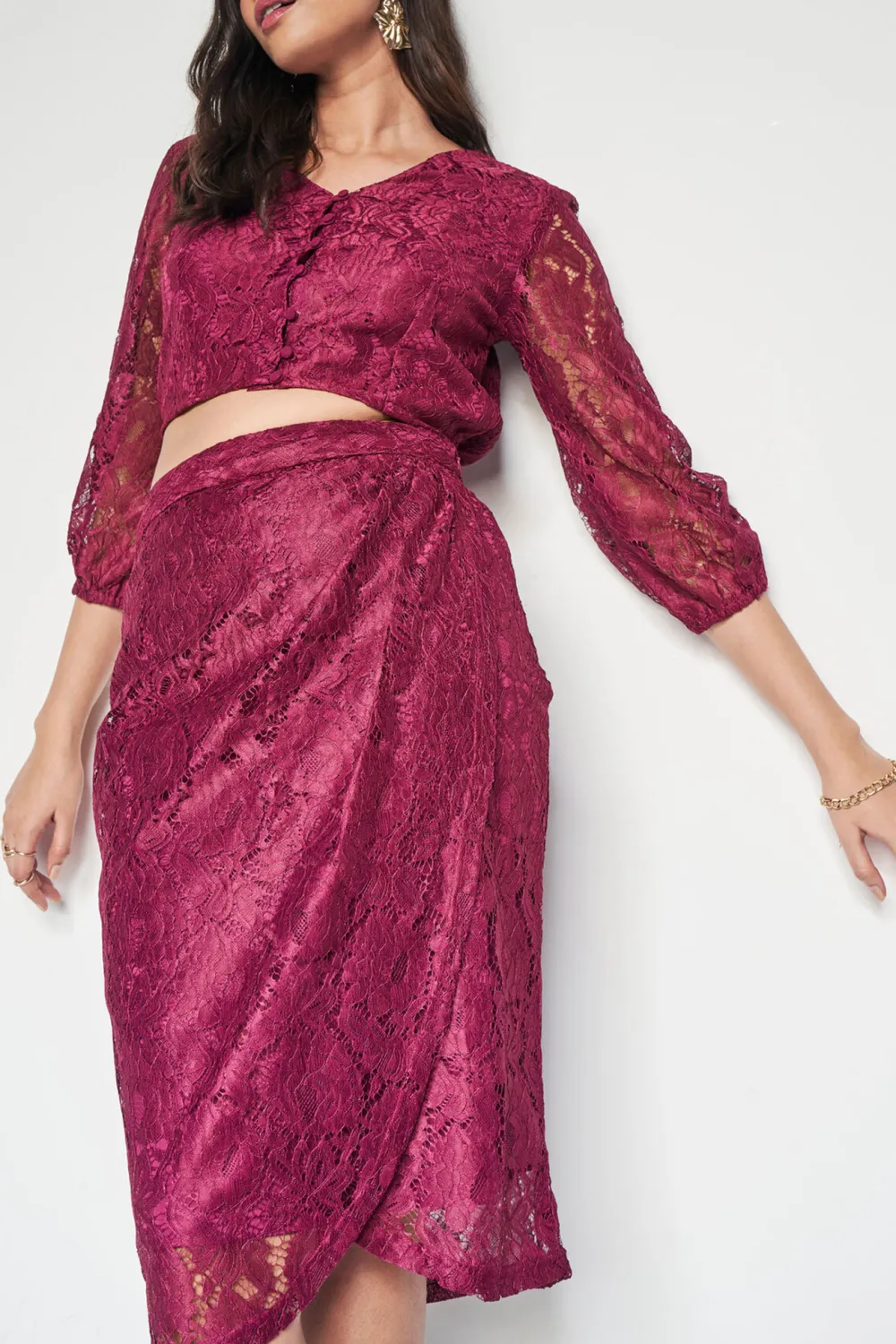 Wine Casual Style Co-ords Set