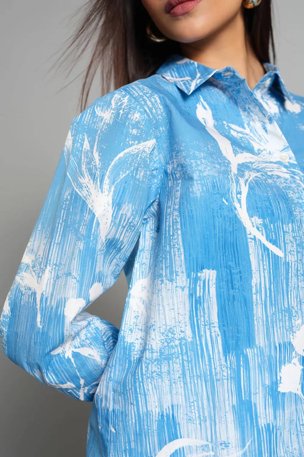 Long Sleeve Casual Style Blue Shirt