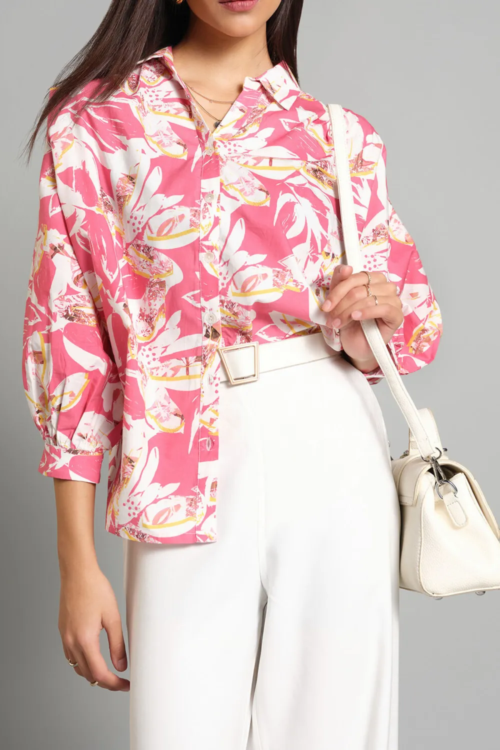 Long Sleeve Casual Style Pink Shirt