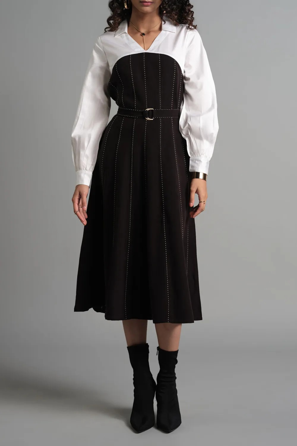 Casual Style White Striped Dress