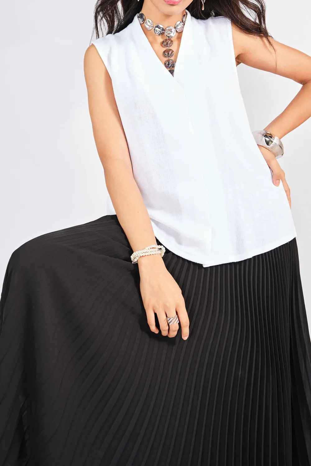 V-Neck Casual Style Plain Top