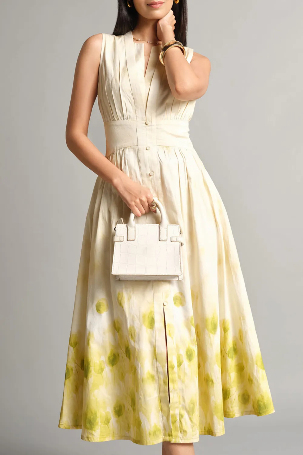 V-Neck Casual Style Flowers Dress