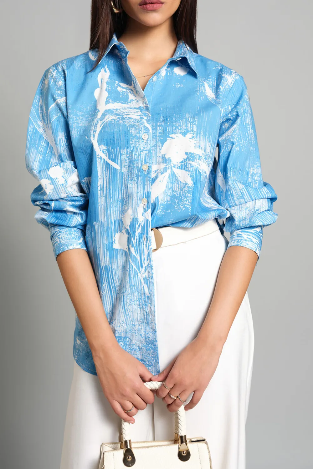 Long Sleeve Casual Style Blue Shirt